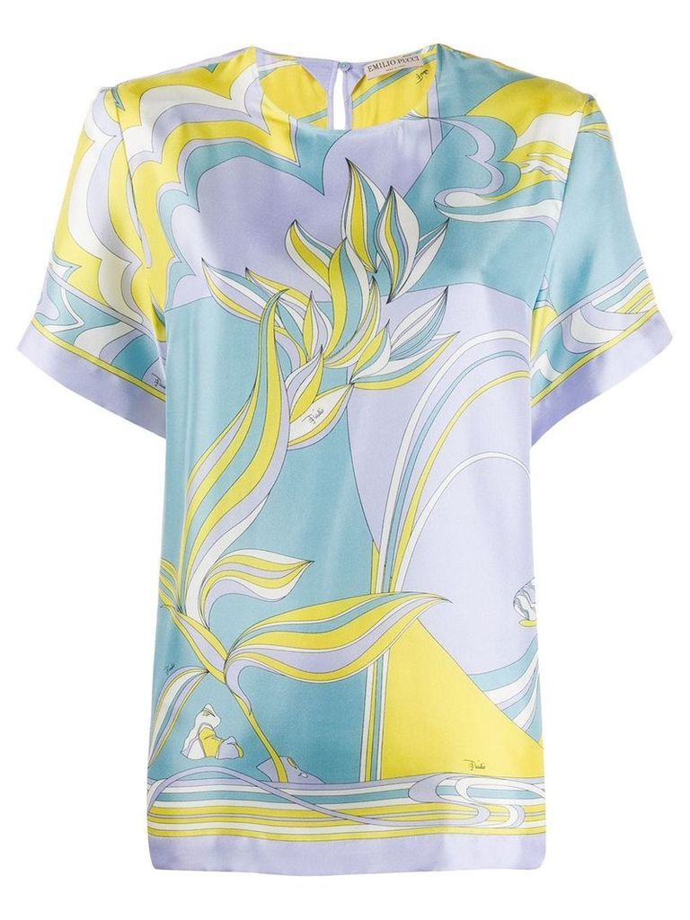 Emilio Pucci shortsleeved printed blouse - Yellow