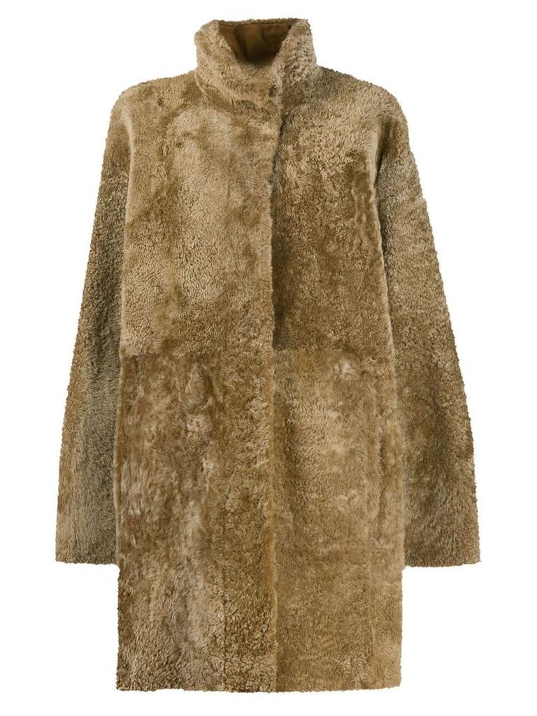 Drome shearling midi coat - NEUTRALS
