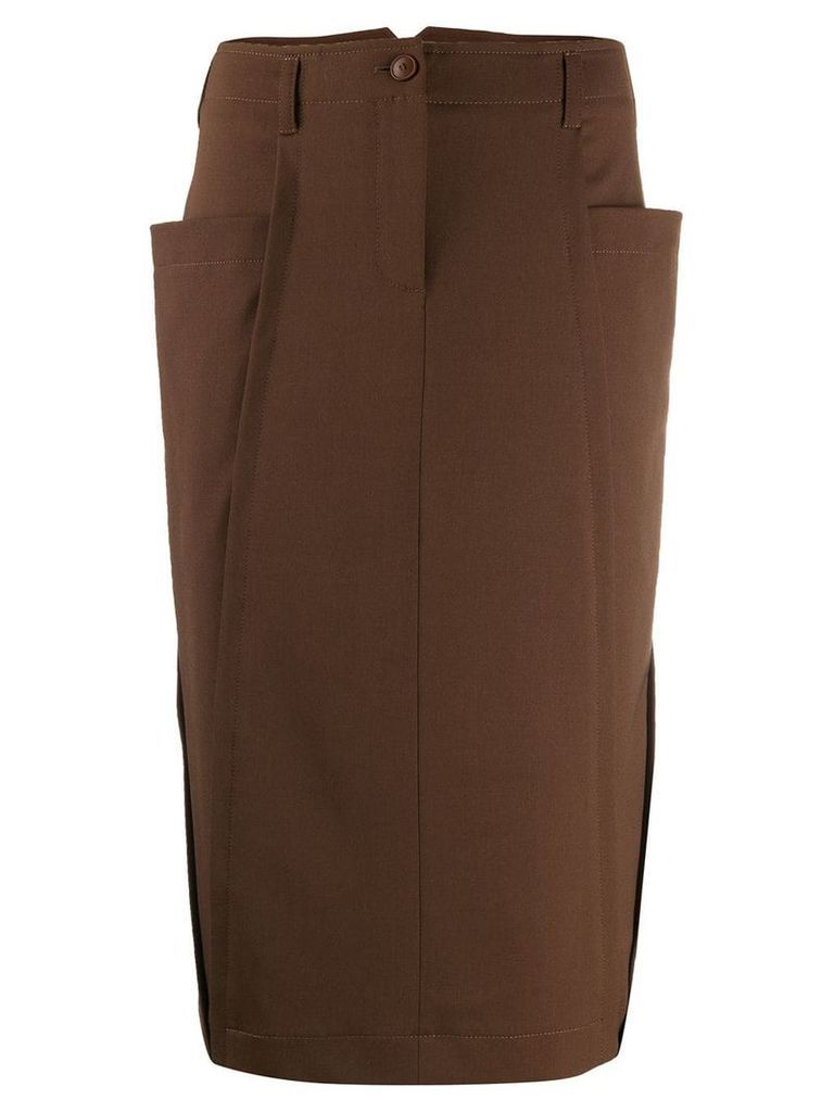 Alberta Ferretti patch pocket pencil skirt - Brown