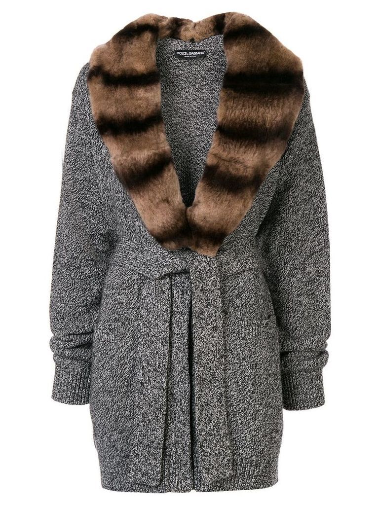Dolce & Gabbana fur collar cardi-coat - Grey