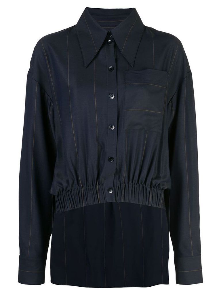 Tibi twill stripe double layer shirt jacket - Blue