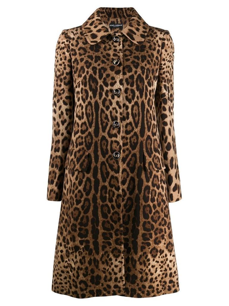 Dolce & Gabbana leopard print coat - Brown