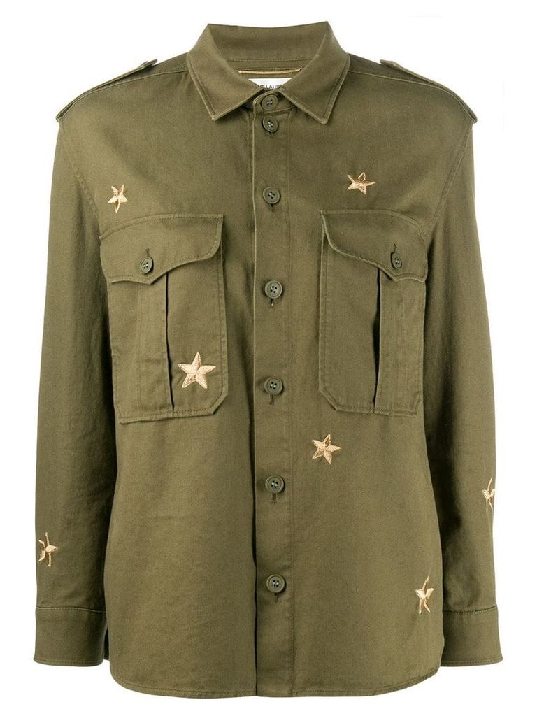 Saint Laurent star patch military shirt - Green