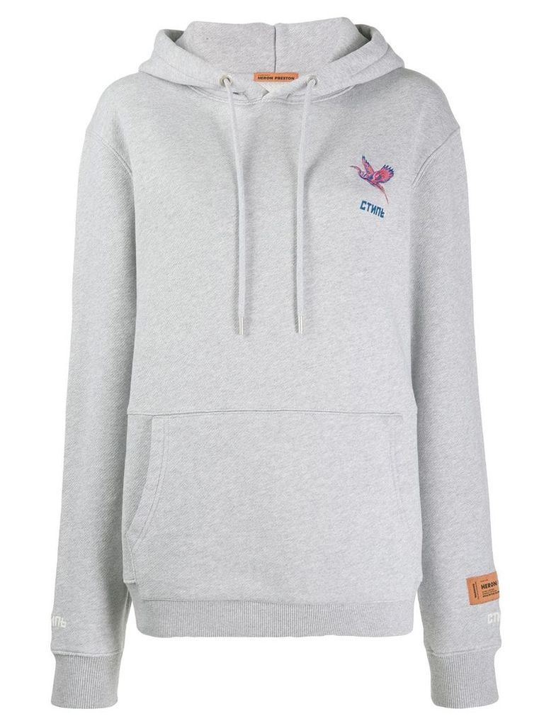Heron Preston logo embroidered hoodie - Grey