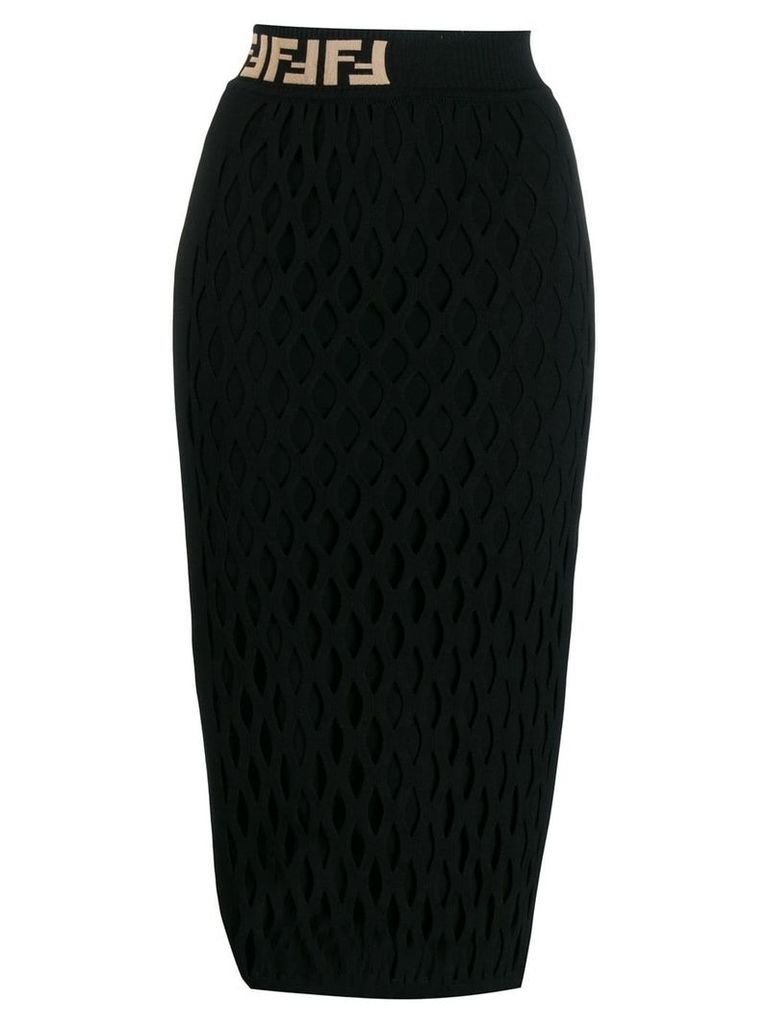 Fendi FF motif detail pencil skirt - Black
