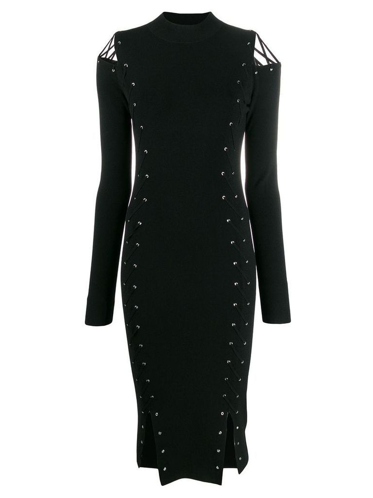 McQ Alexander McQueen knitted eyelet fitted dress - Black