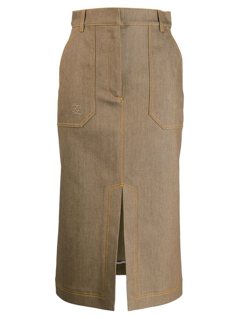 Fendi straight-cut midi skirt - NEUTRALS