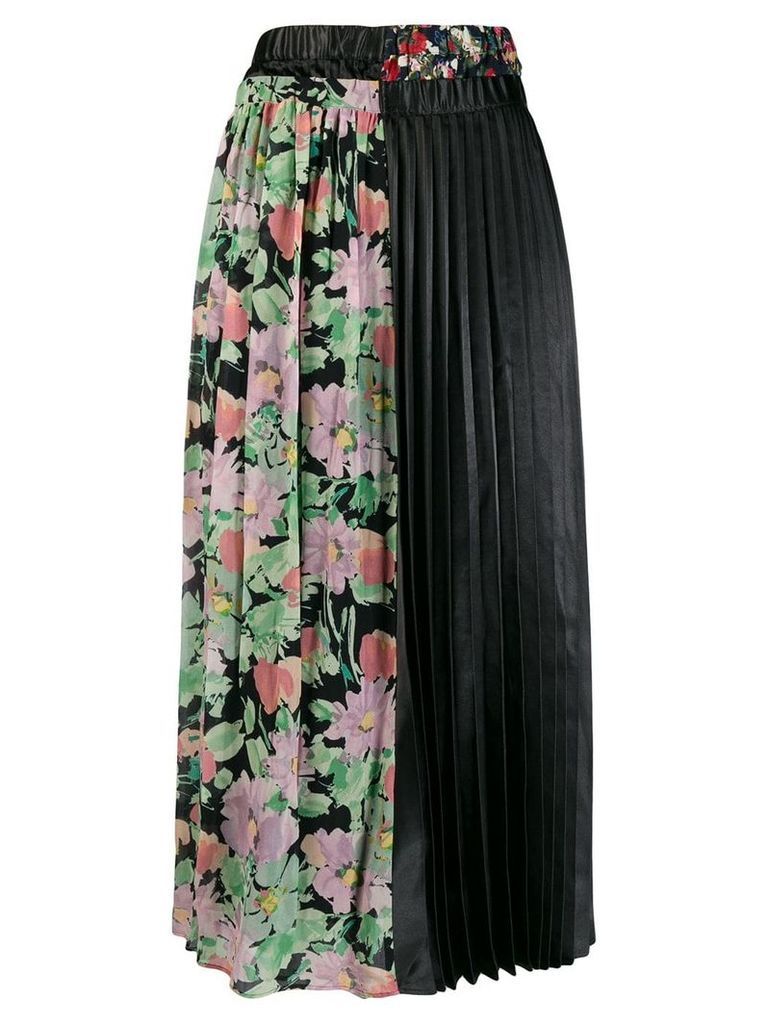 Junya Watanabe floral panel pleated skirt - Black