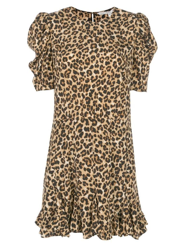 Veronica Beard ruffled hem leopard print dress - Brown