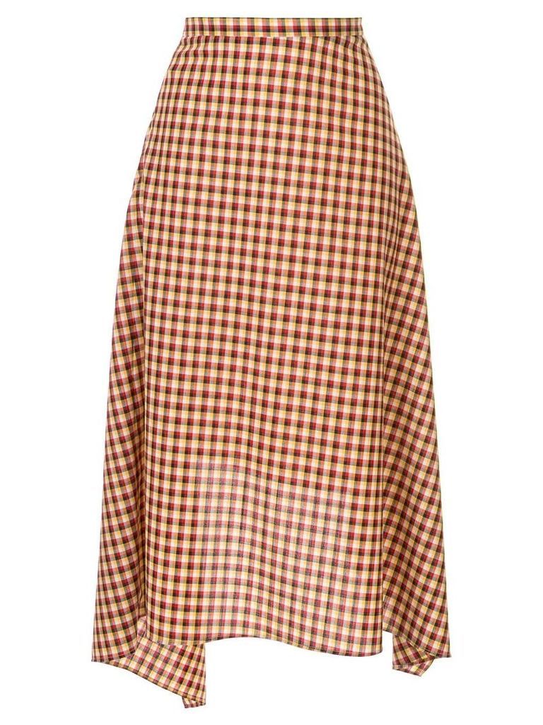 Ports 1961 check asymmetric midi skirt - Red