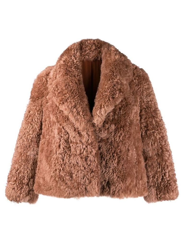Liska oversized fur jacket - NEUTRALS