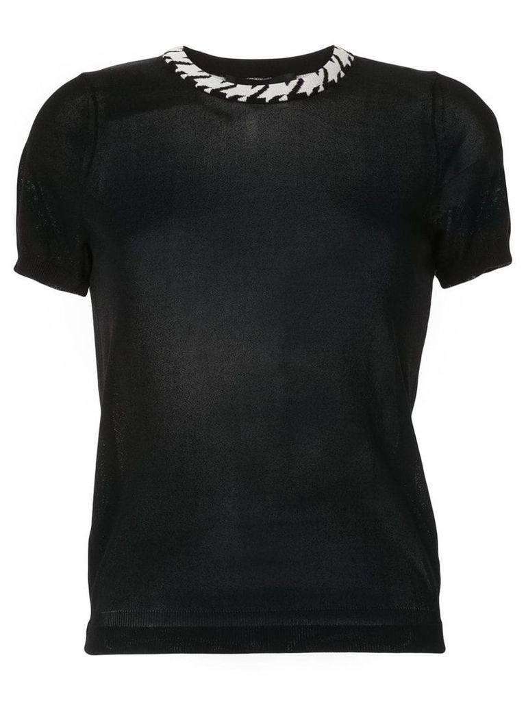 Paule Ka contrast-collar T-shirt - Black