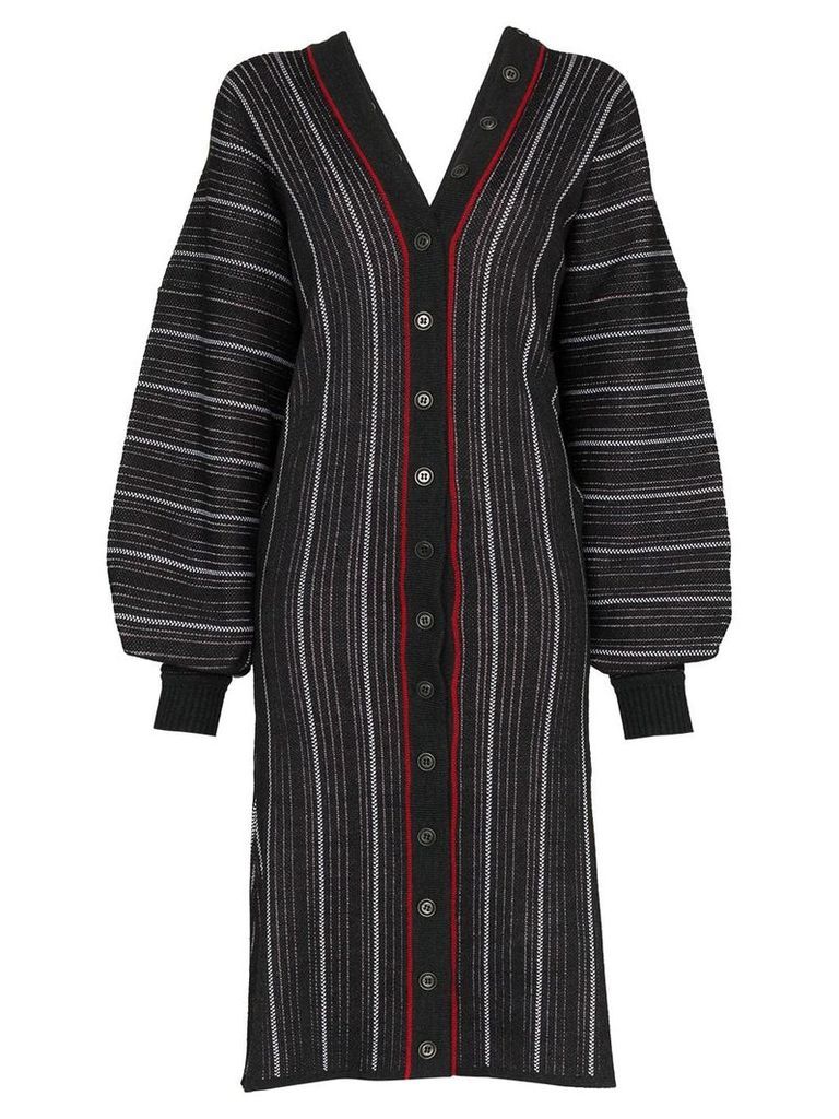 Y/Project V-neck striped cardigan dress - Black