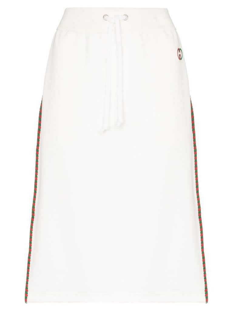 Gucci drawstring striped midi skirt - White