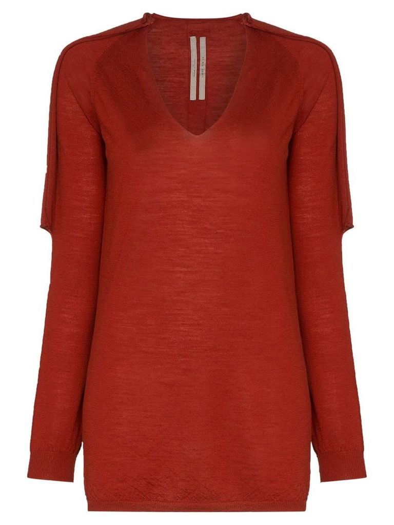 Rick Owens knitted distressed jumper - Red