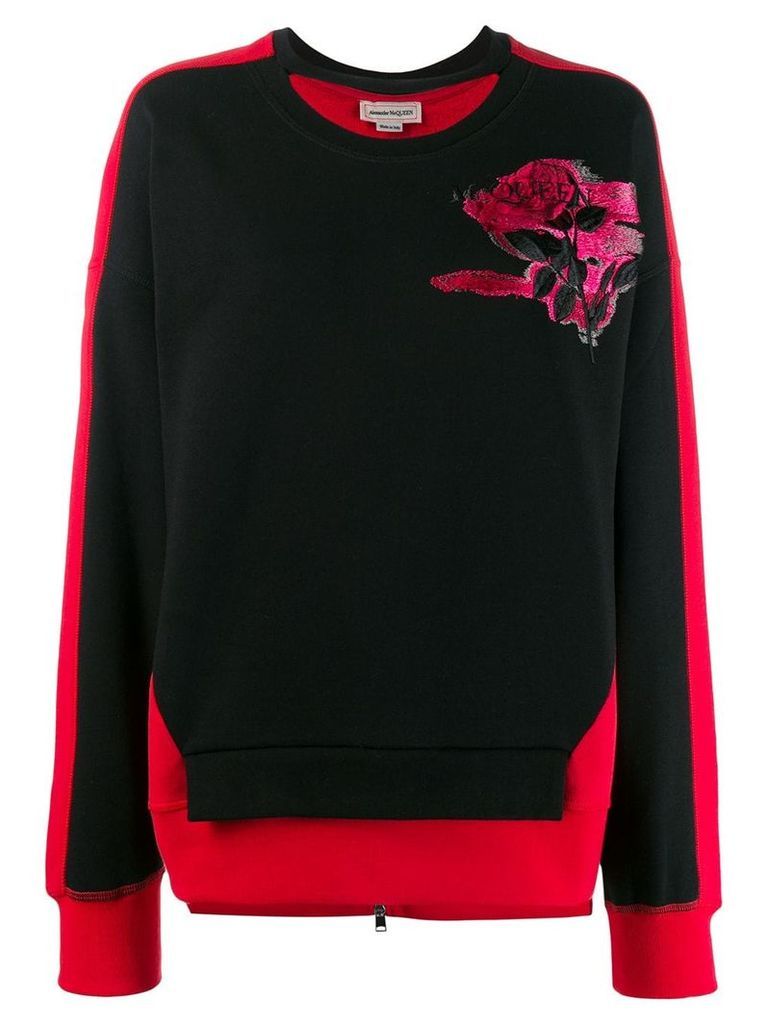Alexander McQueen rose embroidered sweatshirt - Black