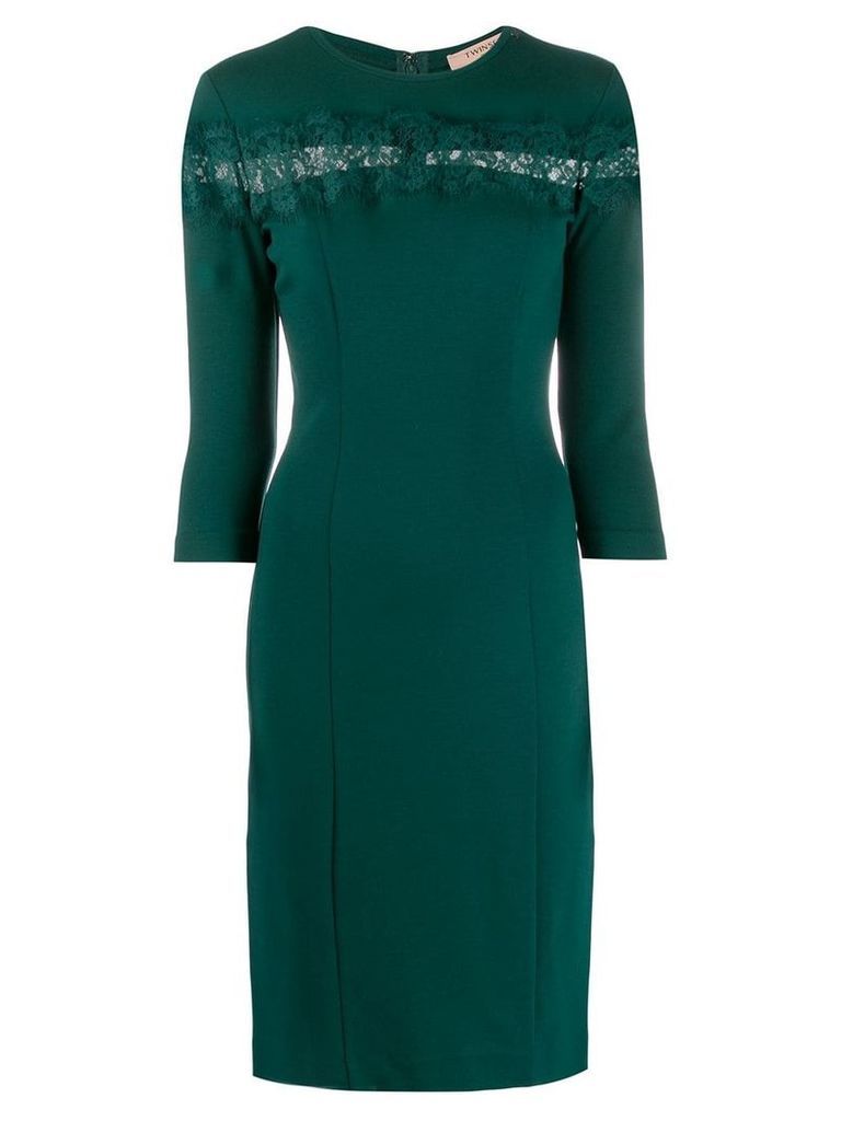 Twin-Set lace panel fitted dress - Green
