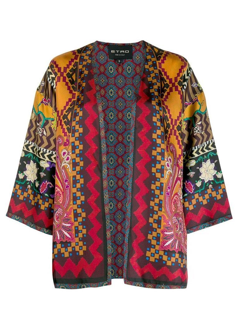 Etro all-over print cape - Red