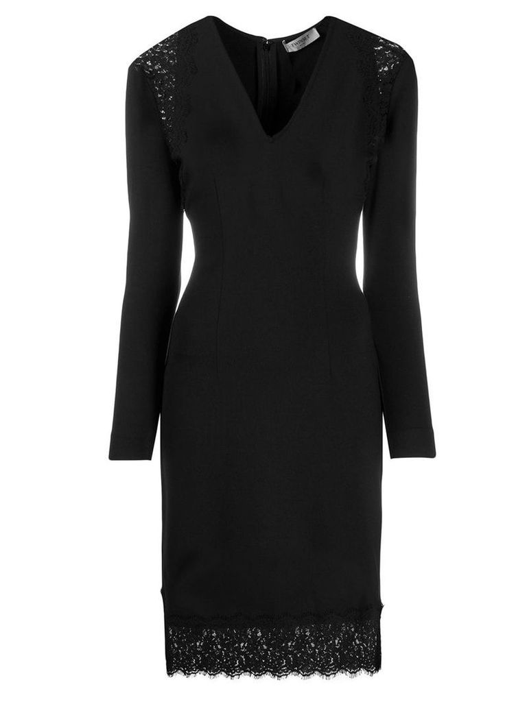 Twin-Set lace panel v-neck dress - Black