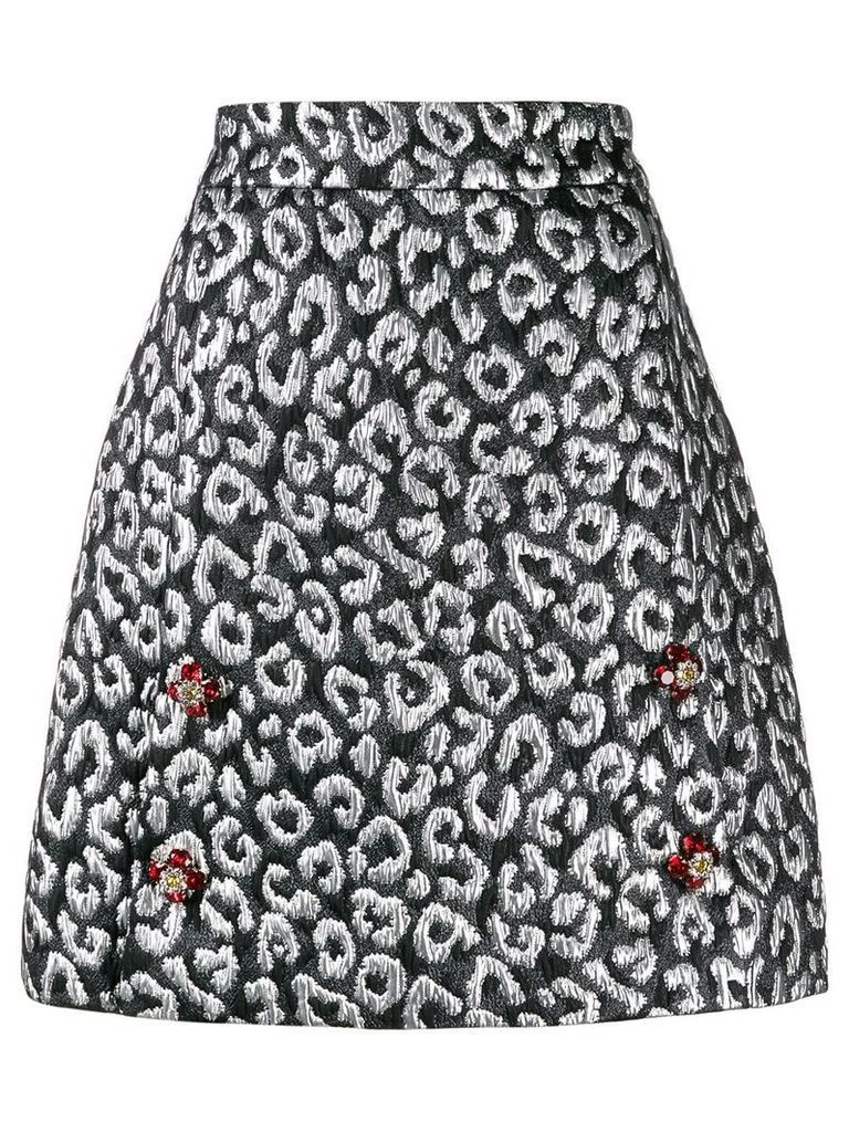 Dolce & Gabbana leopard jacquard skirt - Black