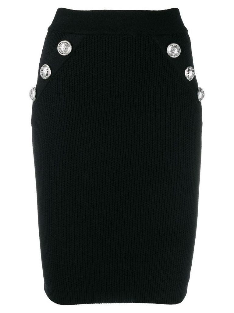 Balmain ribbed knit fitted skirt - Black