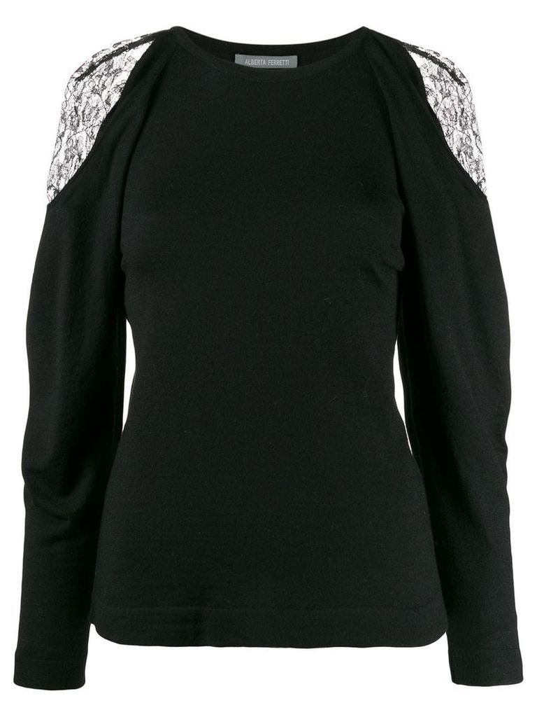 Alberta Ferretti lace-detail sweater - Black