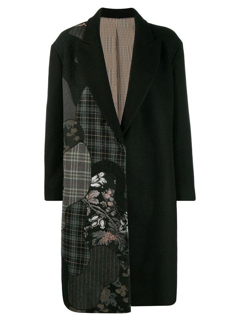 Antonio Marras asymmetric print midi coat - Black