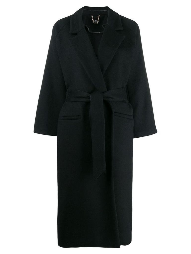 Elisabetta Franchi tie waist midi coat - Black