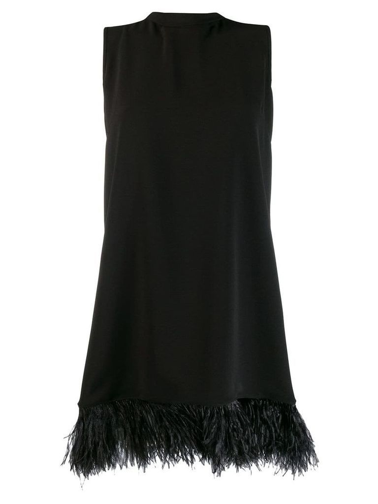 P.A.R.O.S.H. feather-embellished hem dress - Black