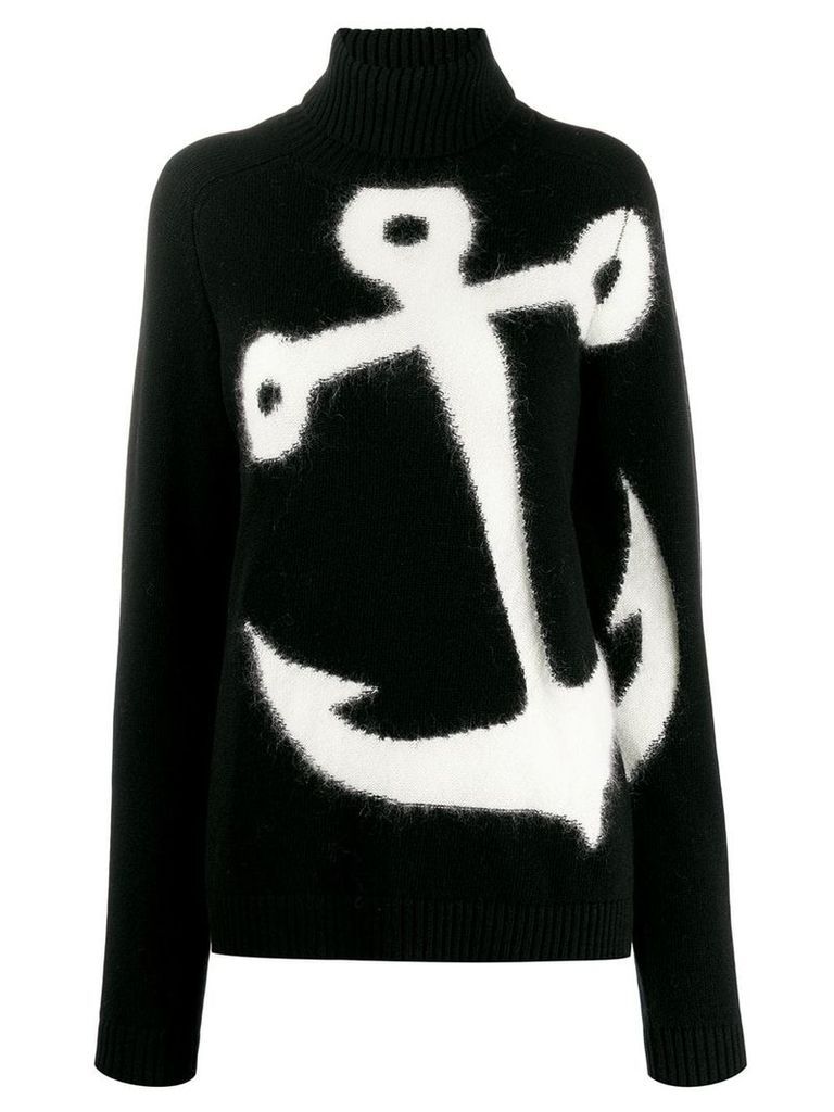 Nº21 anchor roll neck sweater - Black