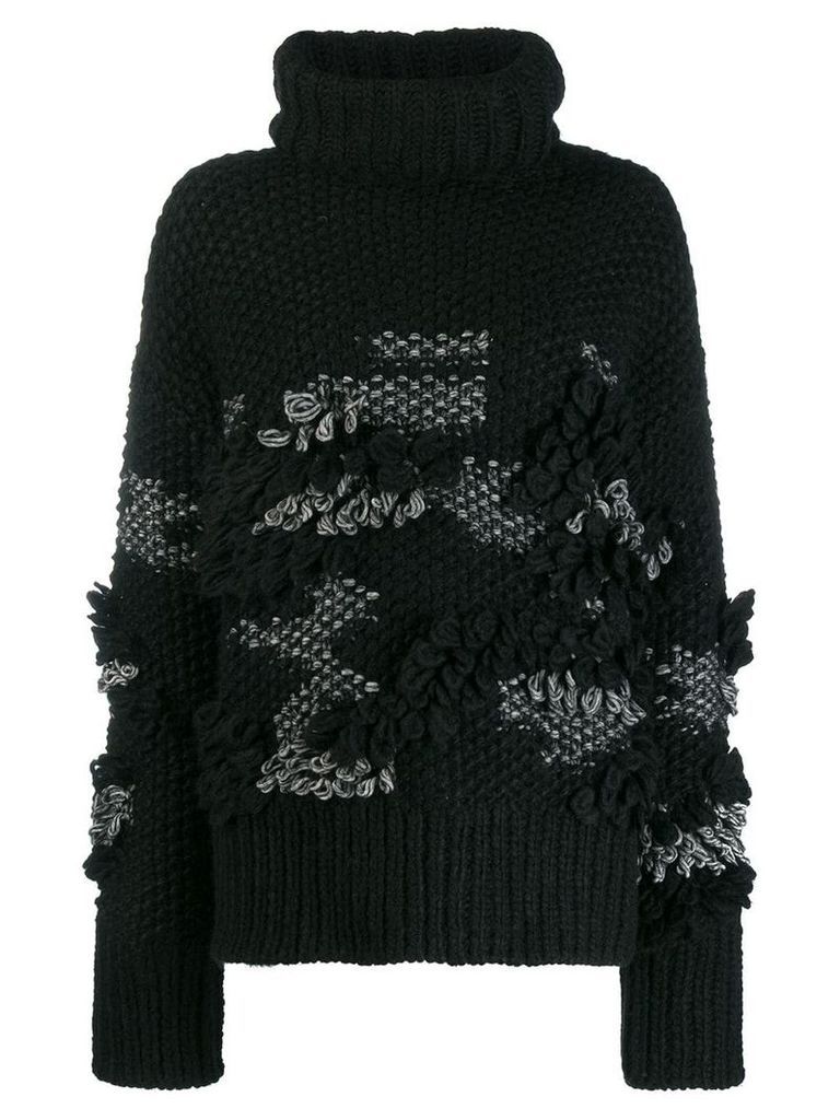 McQ Alexander McQueen patchy knit turtleneck jumper - Black