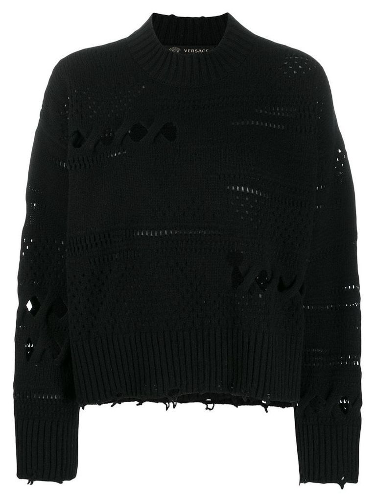 Versace distressed knitted sweater - Black