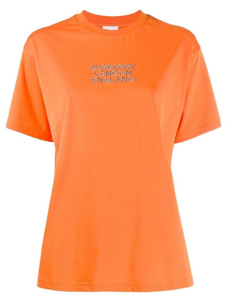 Burberry embroidered logo oversized T-shirt - Orange