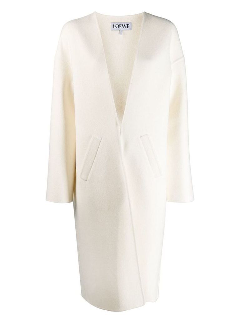 Loewe collarless mid-length coat - White