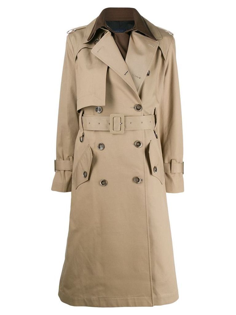 Eudon Choi belted two-tone trench coat - NEUTRALS