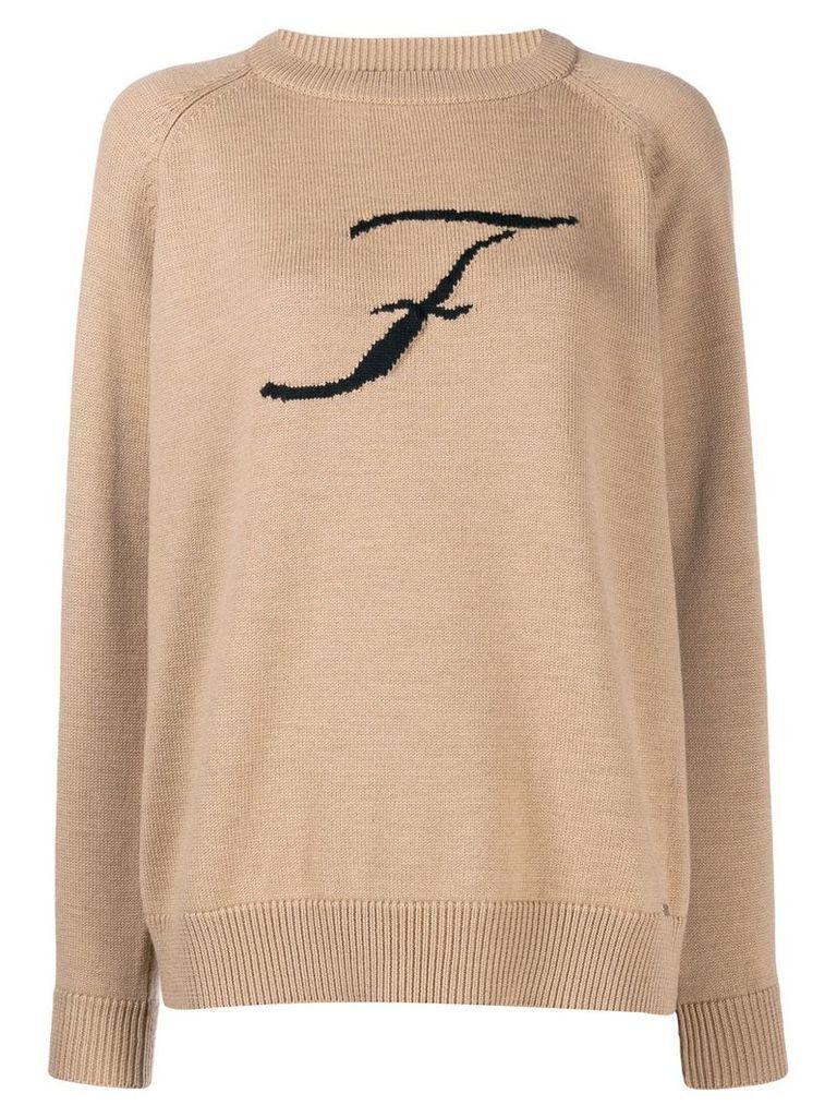 Fay knit logo print jumper - NEUTRALS