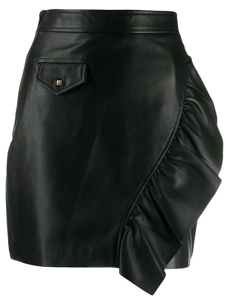 Sandro Paris ruffle-trim leather skirt - Black