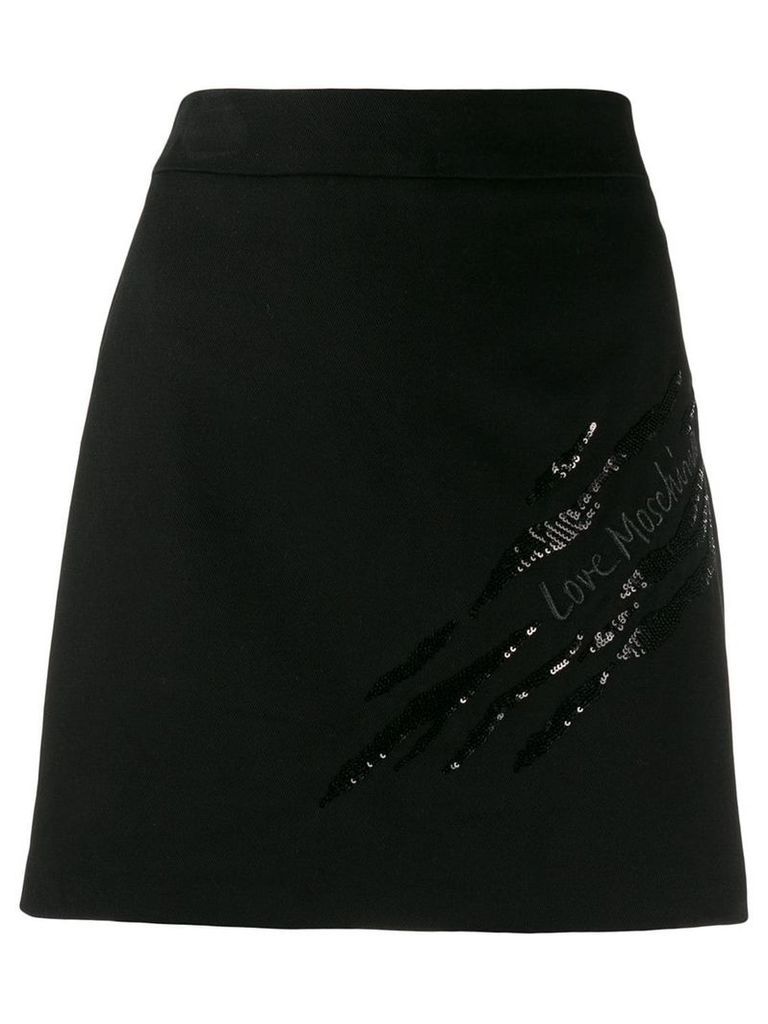 Love Moschino embroidered logo skirt - Black