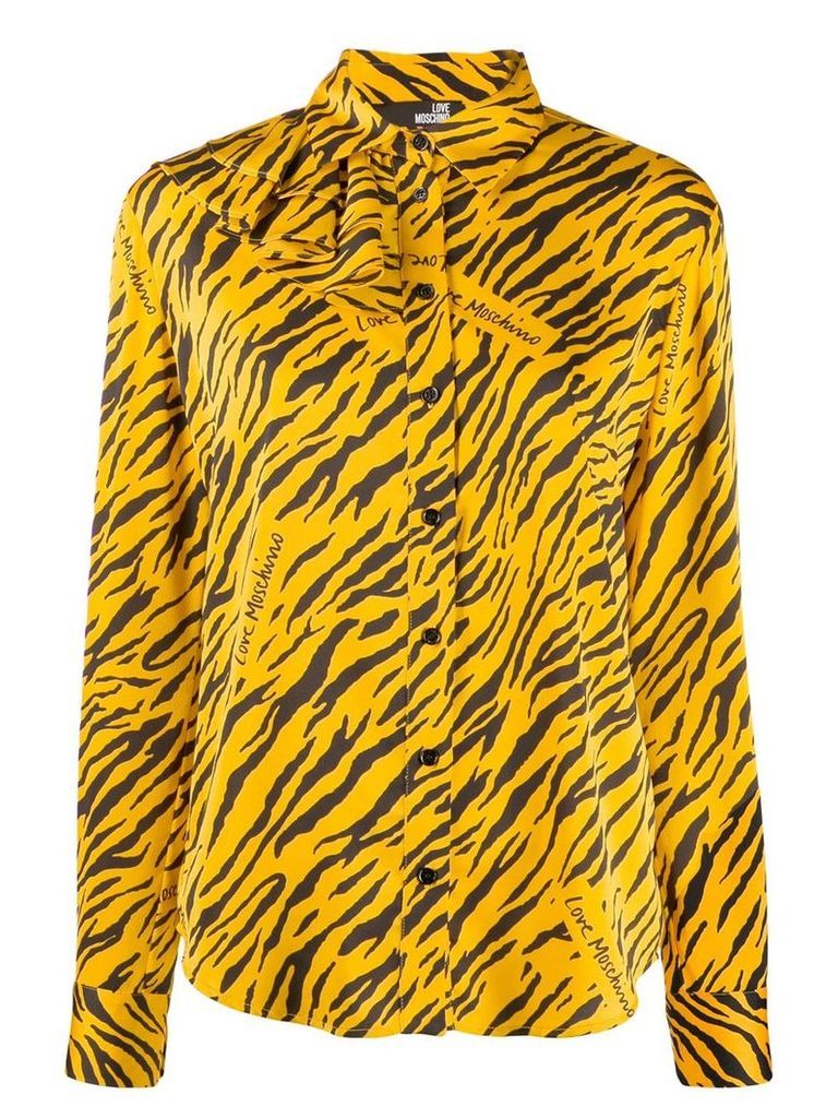 Love Moschino all over logo print blouse - Yellow