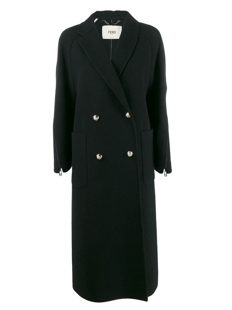 Fendi zip details long coat - Black