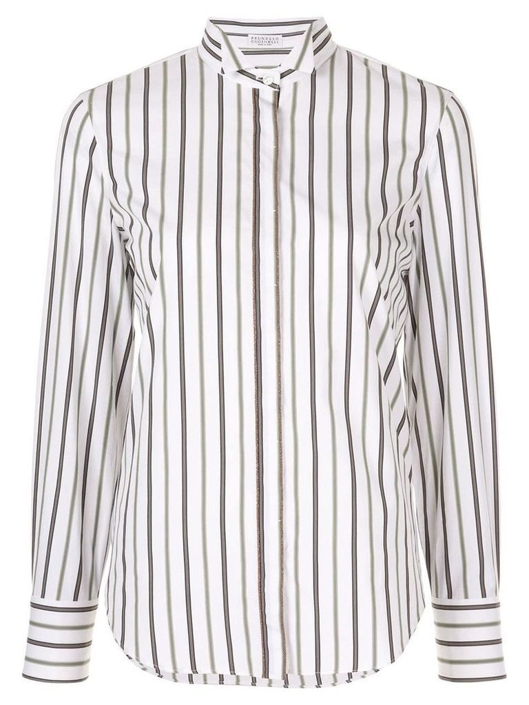 Brunello Cucinelli striped long sleeve shirt - White