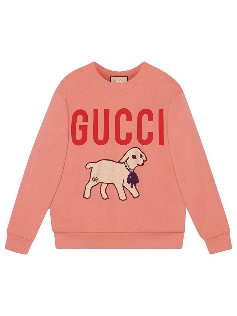Gucci oversized lamb print sweatshirt - PINK
