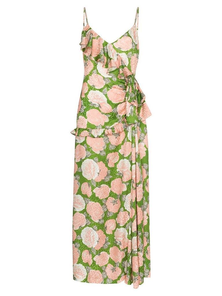 Miu Miu floral print ruffled maxi dress - Green