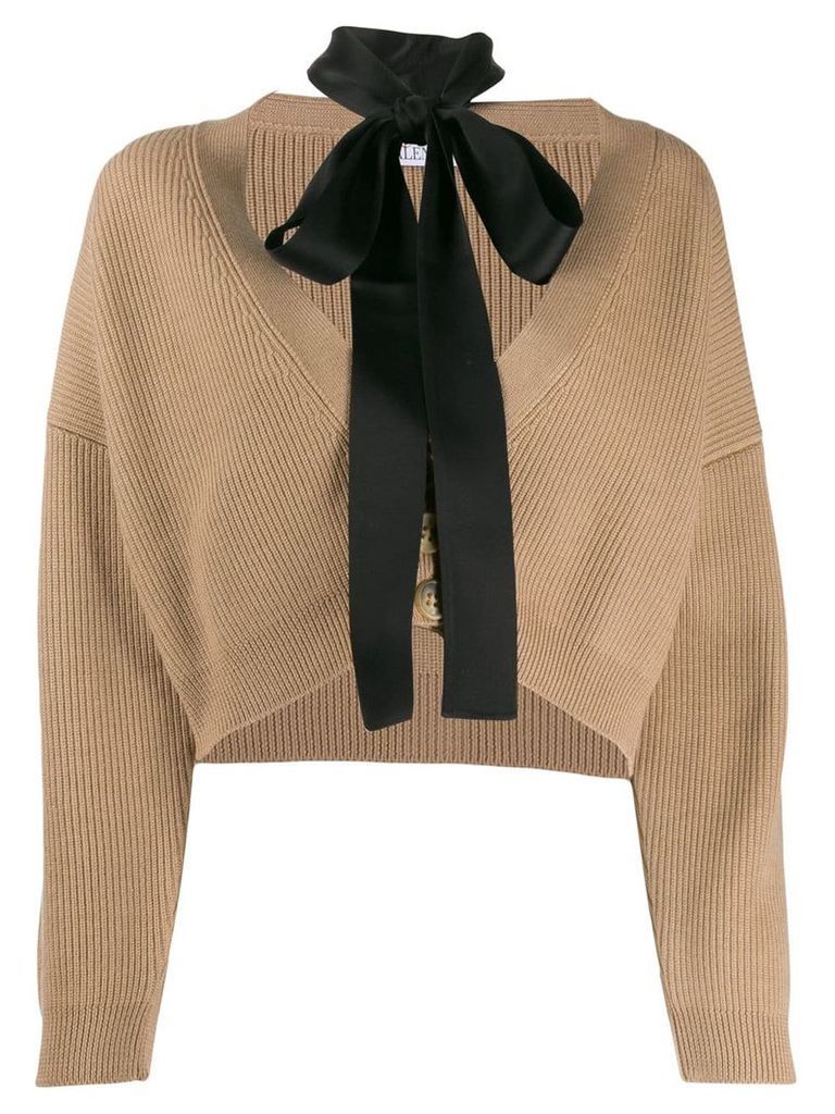 Red Valentino cropped cardigan with tie neck - NEUTRALS