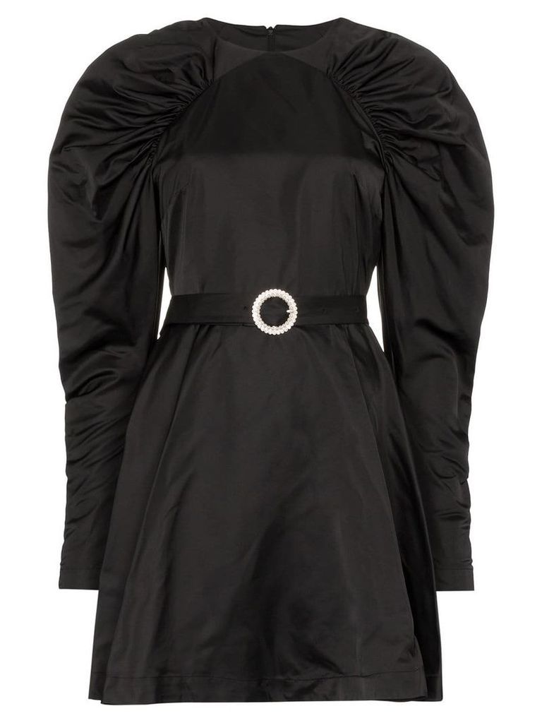ROTATE puff-sleeve belted mini dress - Black