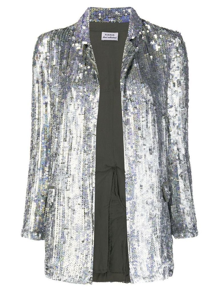 P.A.R.O.S.H. sequinned open-front blazer - SILVER