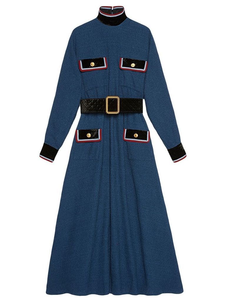 Gucci cotton dress with velvet details - Blue