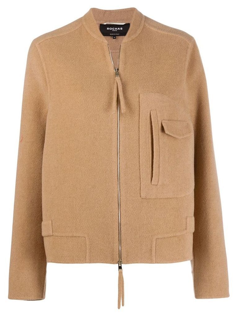 Rochas zipped fitted jacket - NEUTRALS