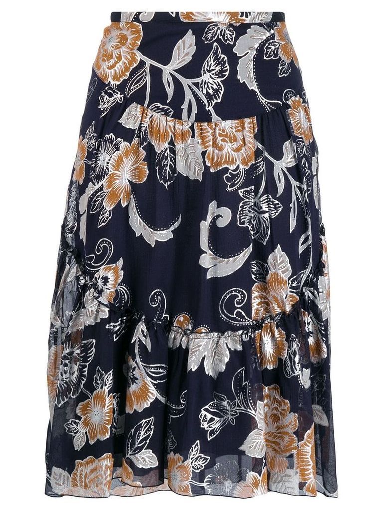 See By Chloé metallic floral print skirt - Blue