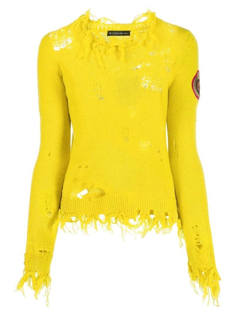 Etro distressed knit jumper - Yellow